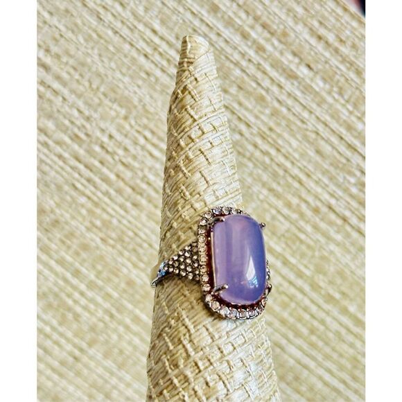 HUGE Crystal Zircon Ring Rose Gold and White Zircon Ring - Picture 11 of 14